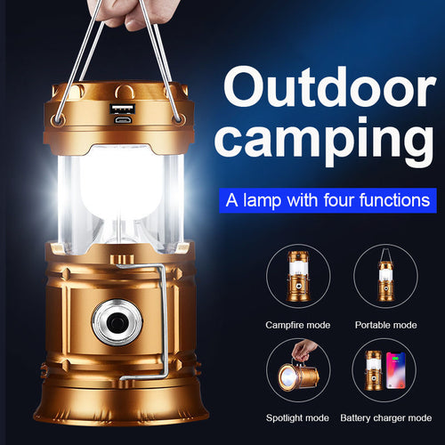 Camping lamp, solar-powered lantern, multi-functional camping lamp, tent lamp, working lamp, outdoor lighting lamp, portable lantern