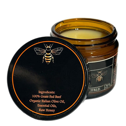 Beef fat paste with Citrus Scent - 99% Grass-Fed Beef , Organic Olive Oil, Raw Honey for Skin Nourishment